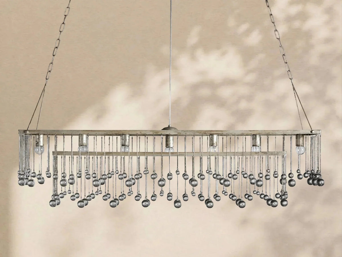 Aubrey Crystal Ball Rectangular Chandelier 47'' 60'' - lampmodern