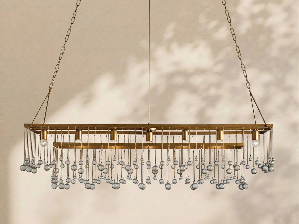 Aubrey Crystal Ball Rectangular Chandelier 47'' 60'' - lampmodern