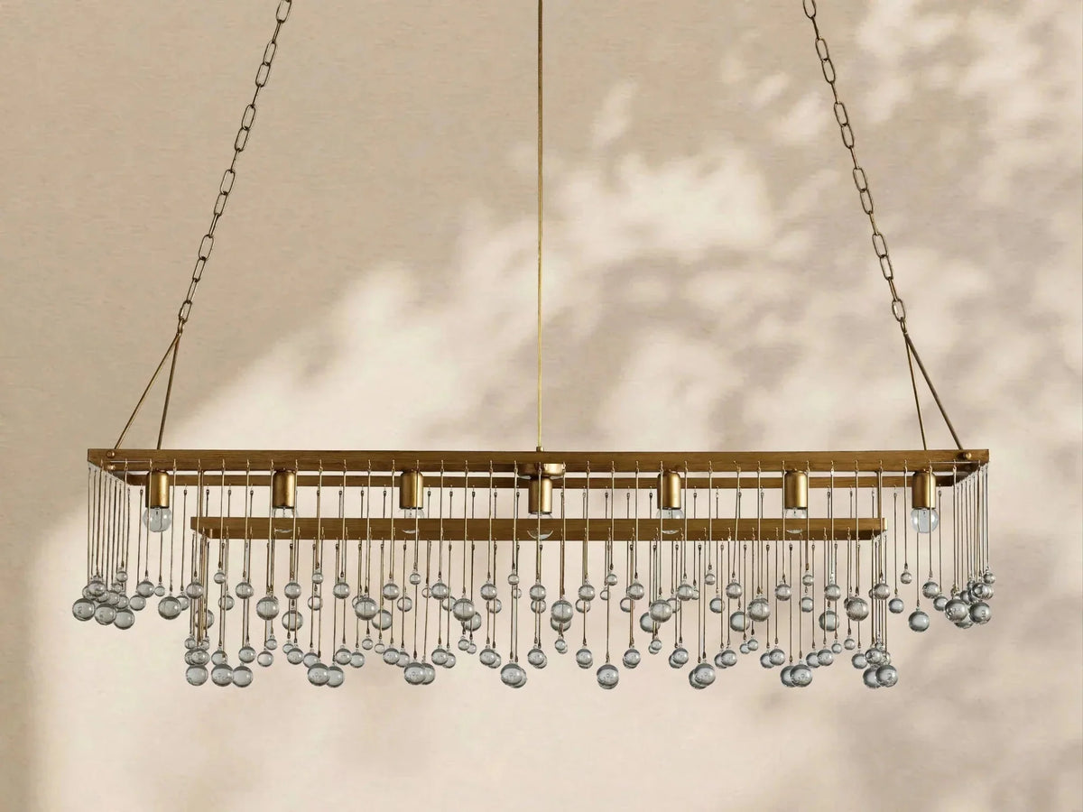 Aubrey Crystal Ball Rectangular Chandelier 47'' 60'' - lampmodern