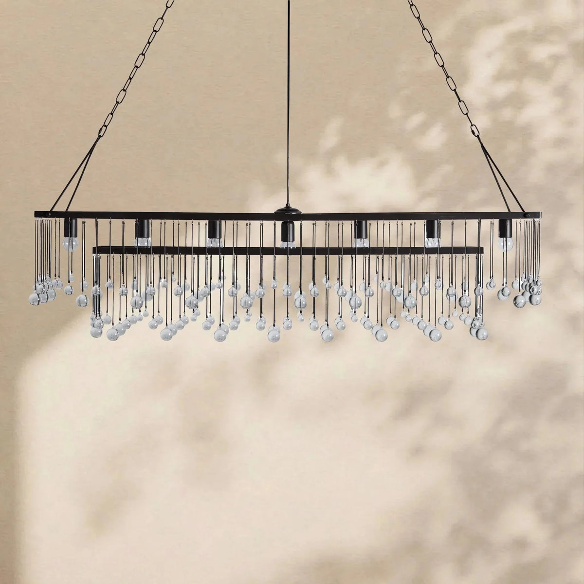 Aubrey Crystal Ball Rectangular Chandelier 47'' 60'' - lampmodern