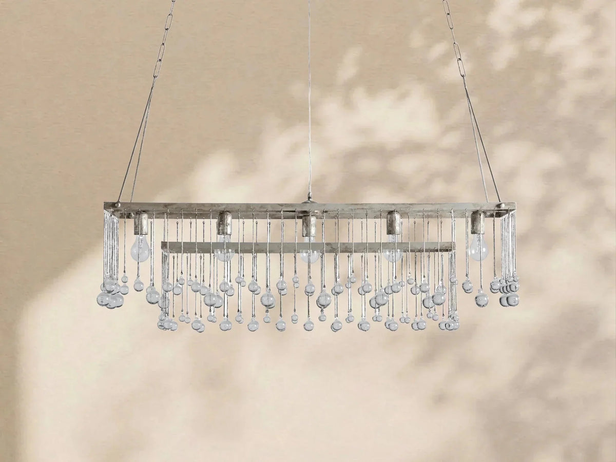 Aubrey Crystal Ball Rectangular Chandelier 47'' 60'' - lampmodern