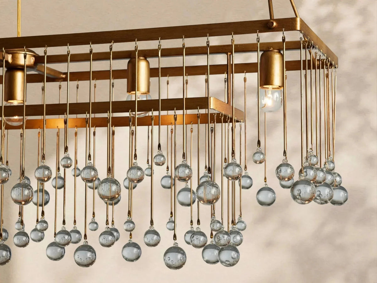 Aubrey Crystal Ball Rectangular Chandelier 47'' 60'' - lampmodern