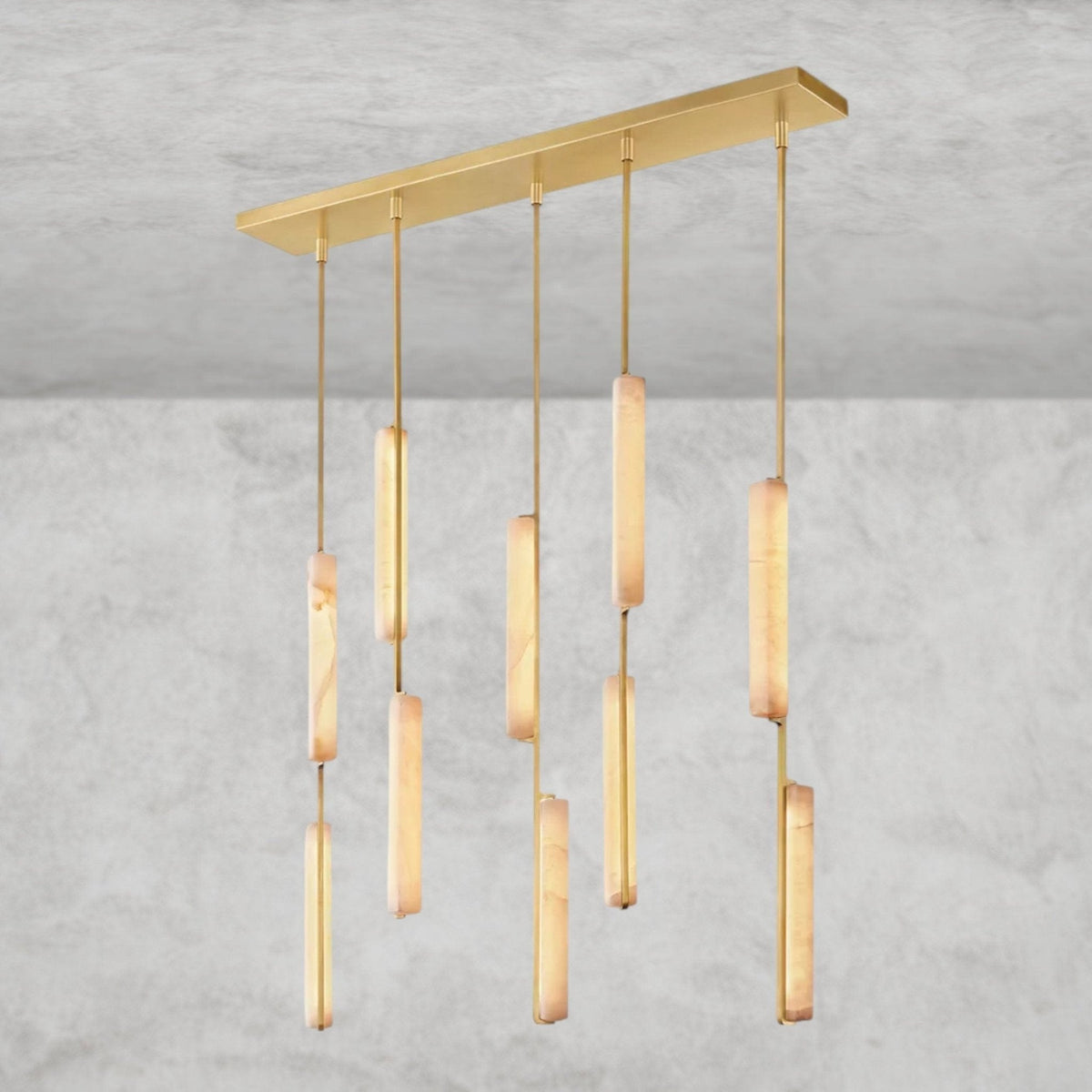 Audaben Alabaster Linear Chandelier 54" - lampmodern