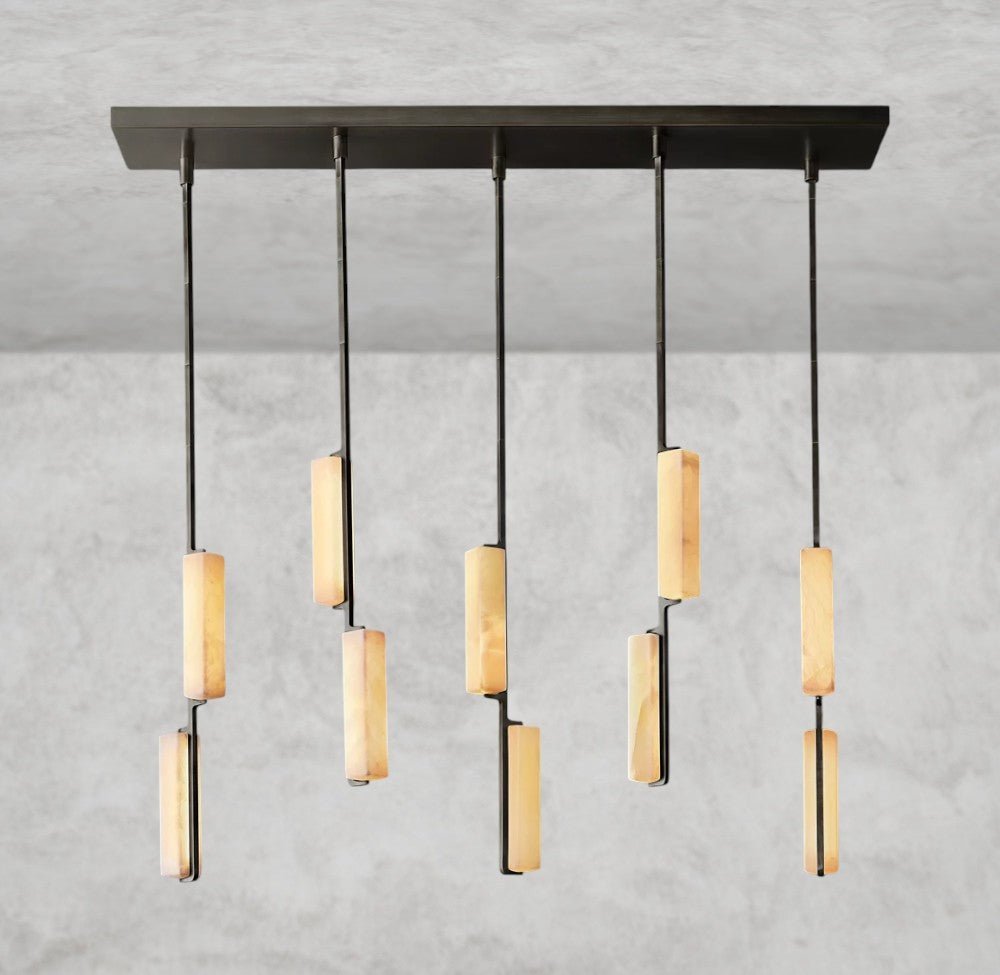 Audaben Alabaster Linear Chandelier 54" - lampmodern