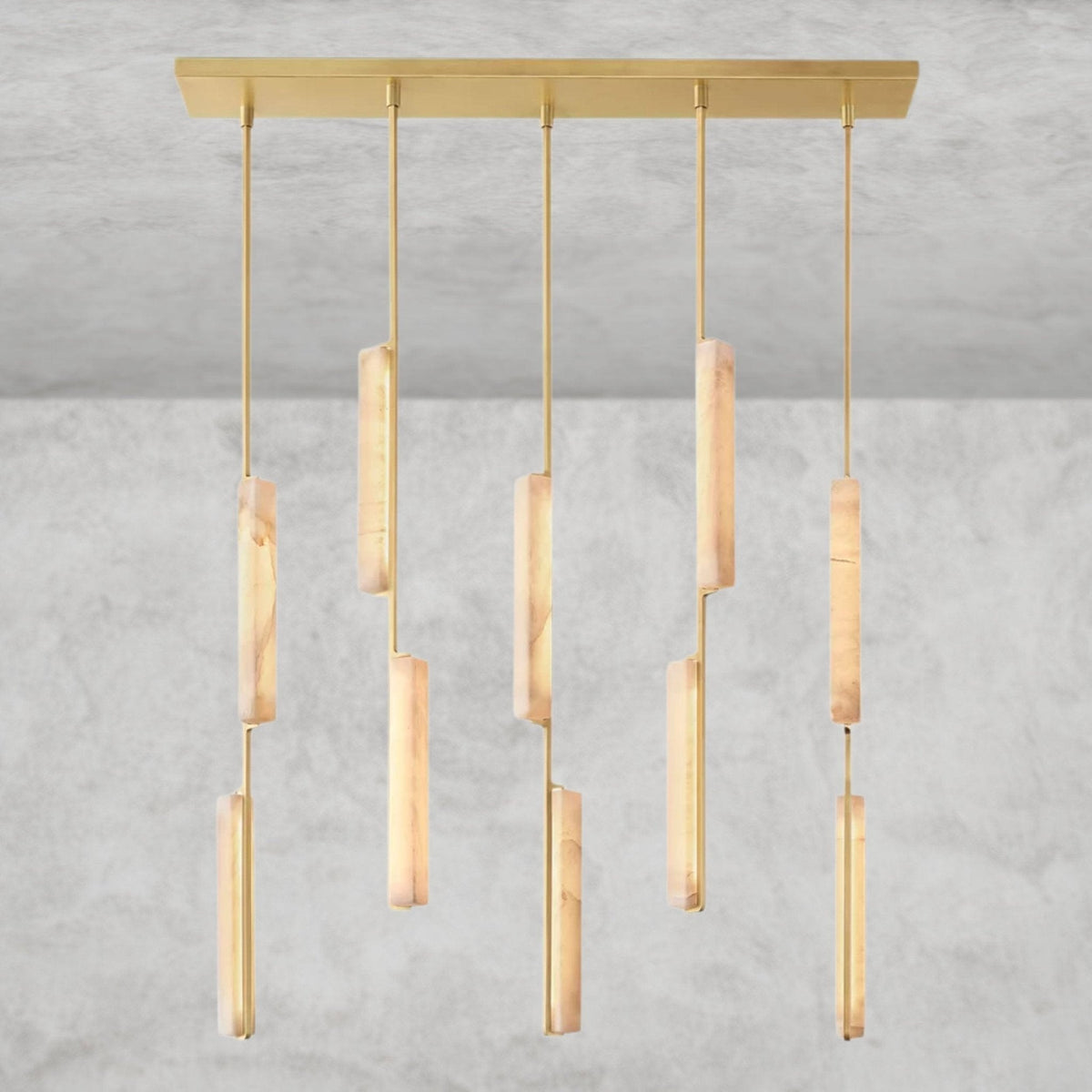 Audaben Alabaster Linear Chandelier 54" - lampmodern