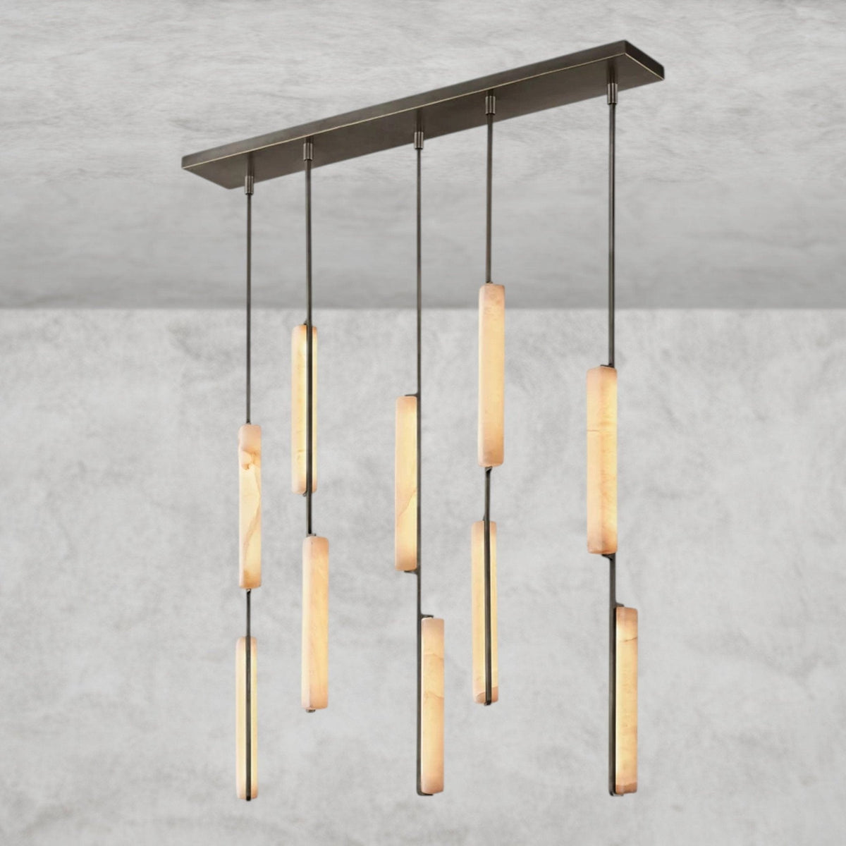 Audaben Alabaster Linear Chandelier 54" - lampmodern