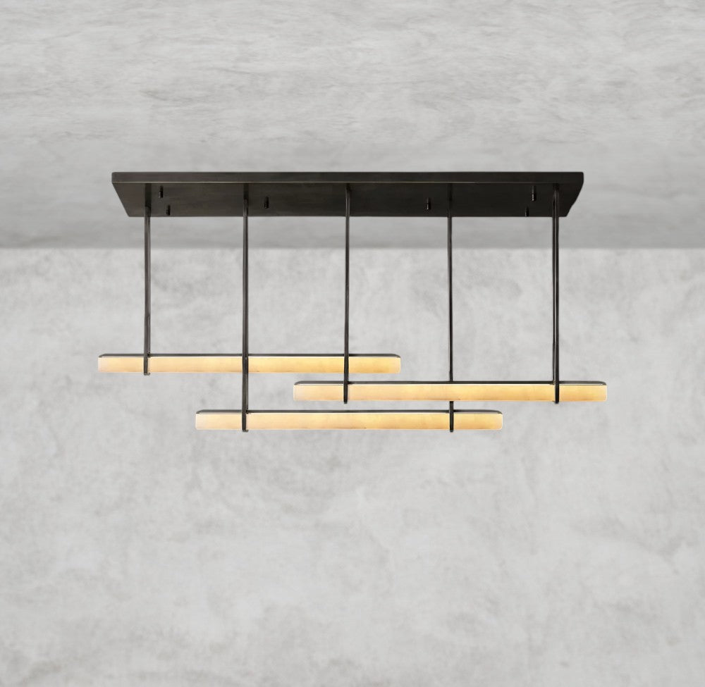 Audaben Alabaster Triple Bar Linear Chandelier - lampmodern