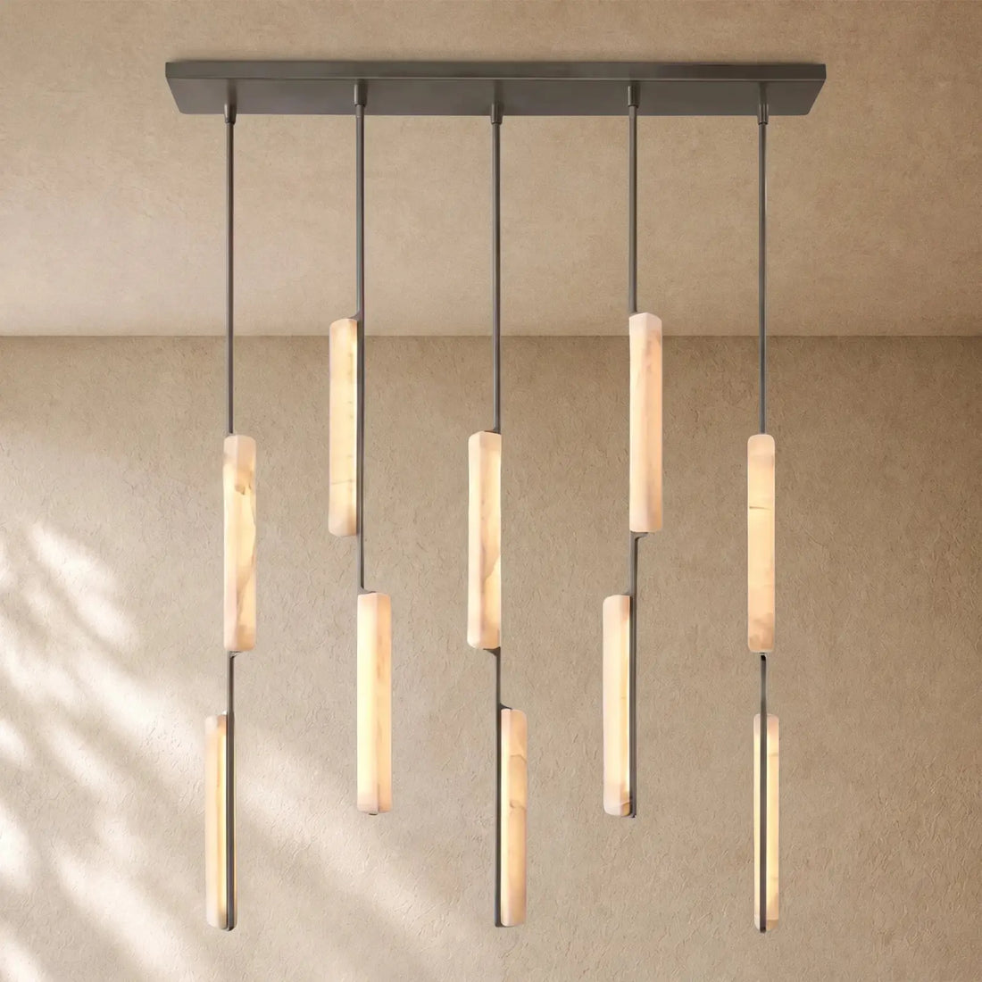 Audubom Alabaster Linear Chandelier - Brass / Classic