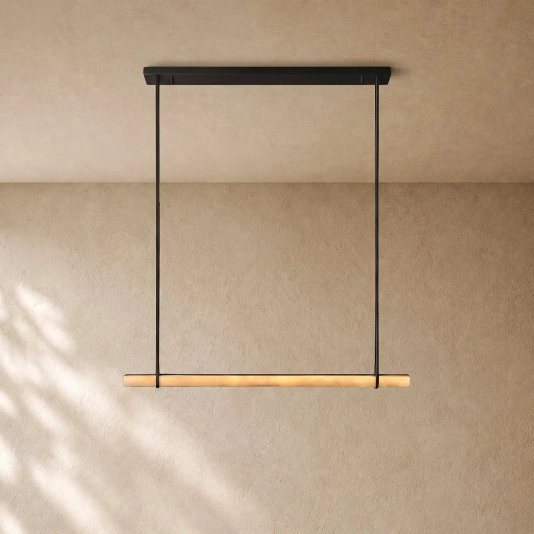 Audubom Alabaster Single Bar Linear Chandelier - Brass / Classic