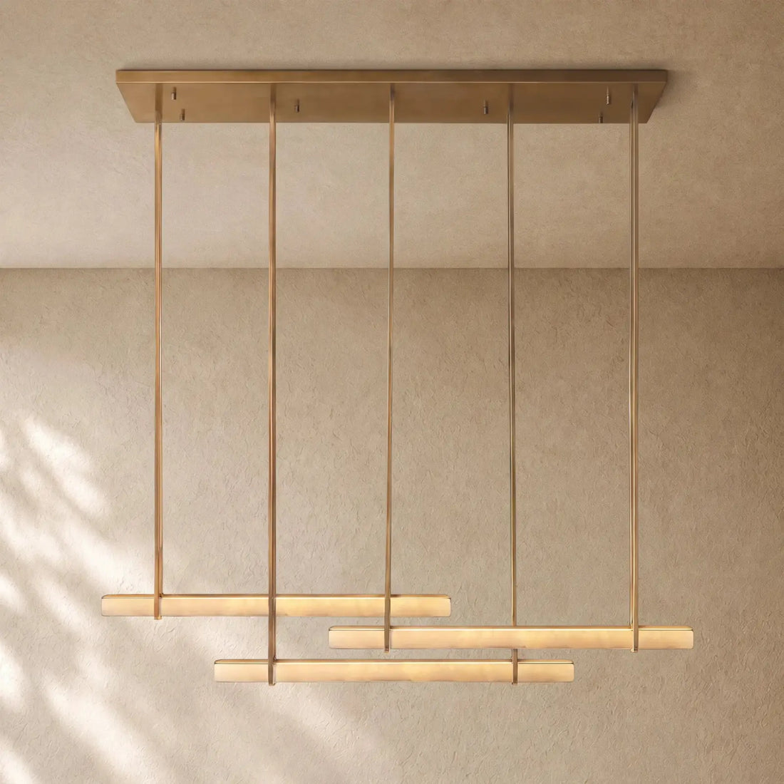 Audubom Alabaster Triple Bar Linear Chandelier - 60’’ / Bronze / Classic
