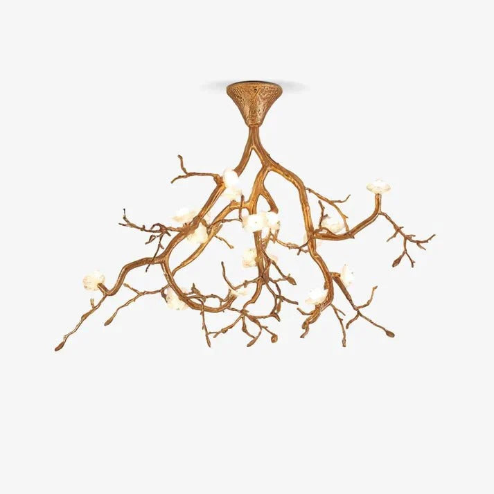 Aurelia Golden Branch & Porcelain Bloom Chandelier - lampmodern