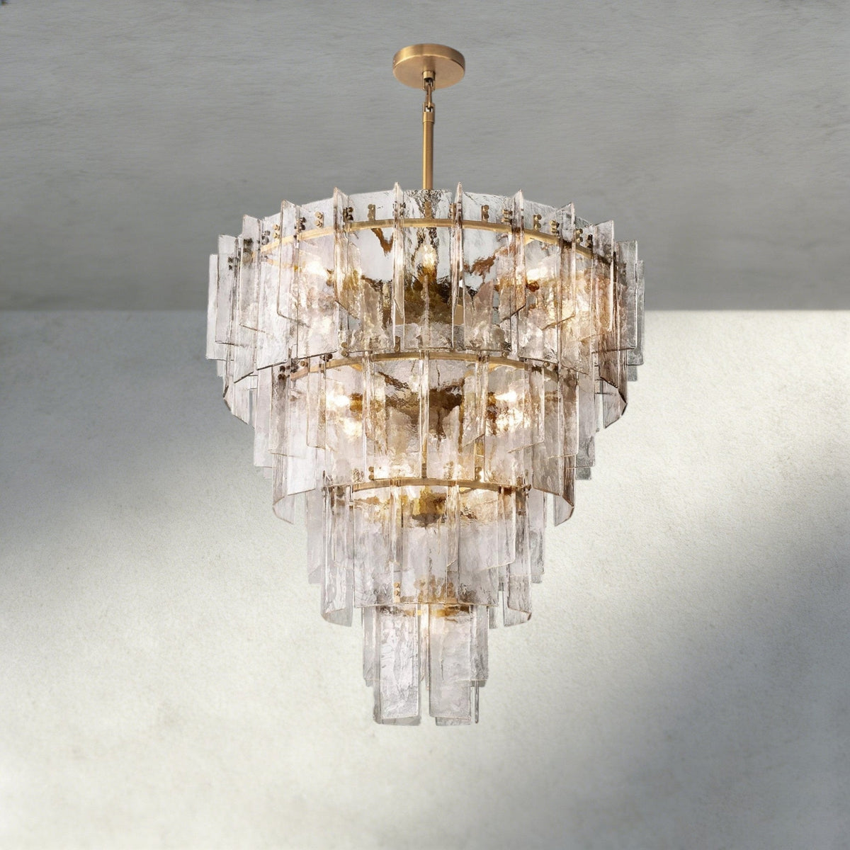 Aurelle Clear Glass Tiered Round Chandelier - lampmodern