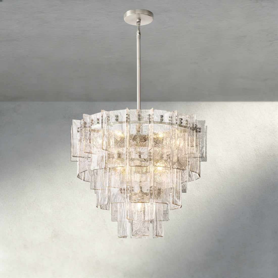 Aurelle Clear Glass Tiered Round Chandelier - lampmodern