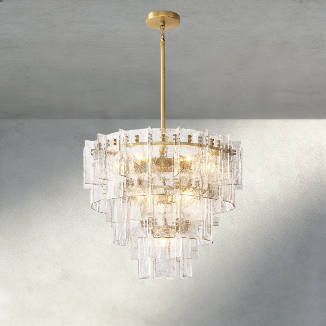 Aurelle Clear Glass Tiered Round Chandelier - lampmodern