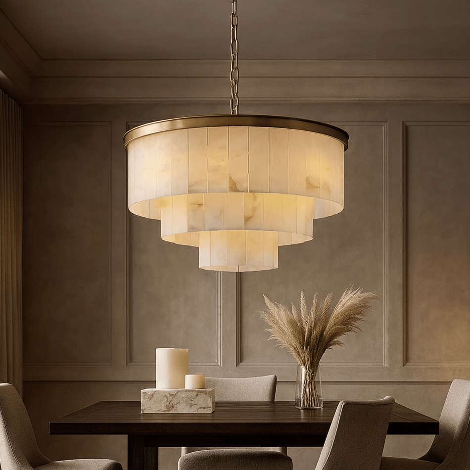 Aurora Marble Round Chandelier - lampmodern