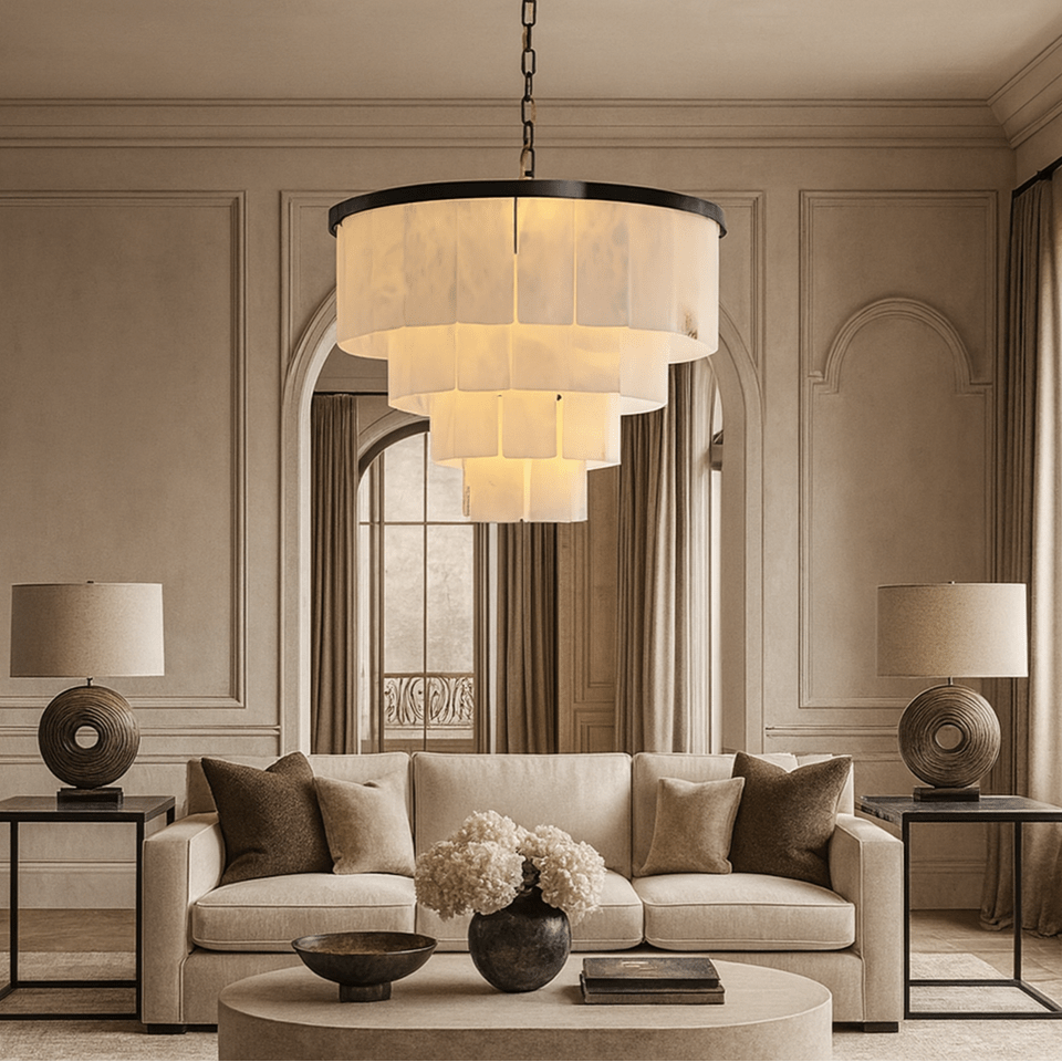 Aurora Marble Tiered Chandelier - lampmodern