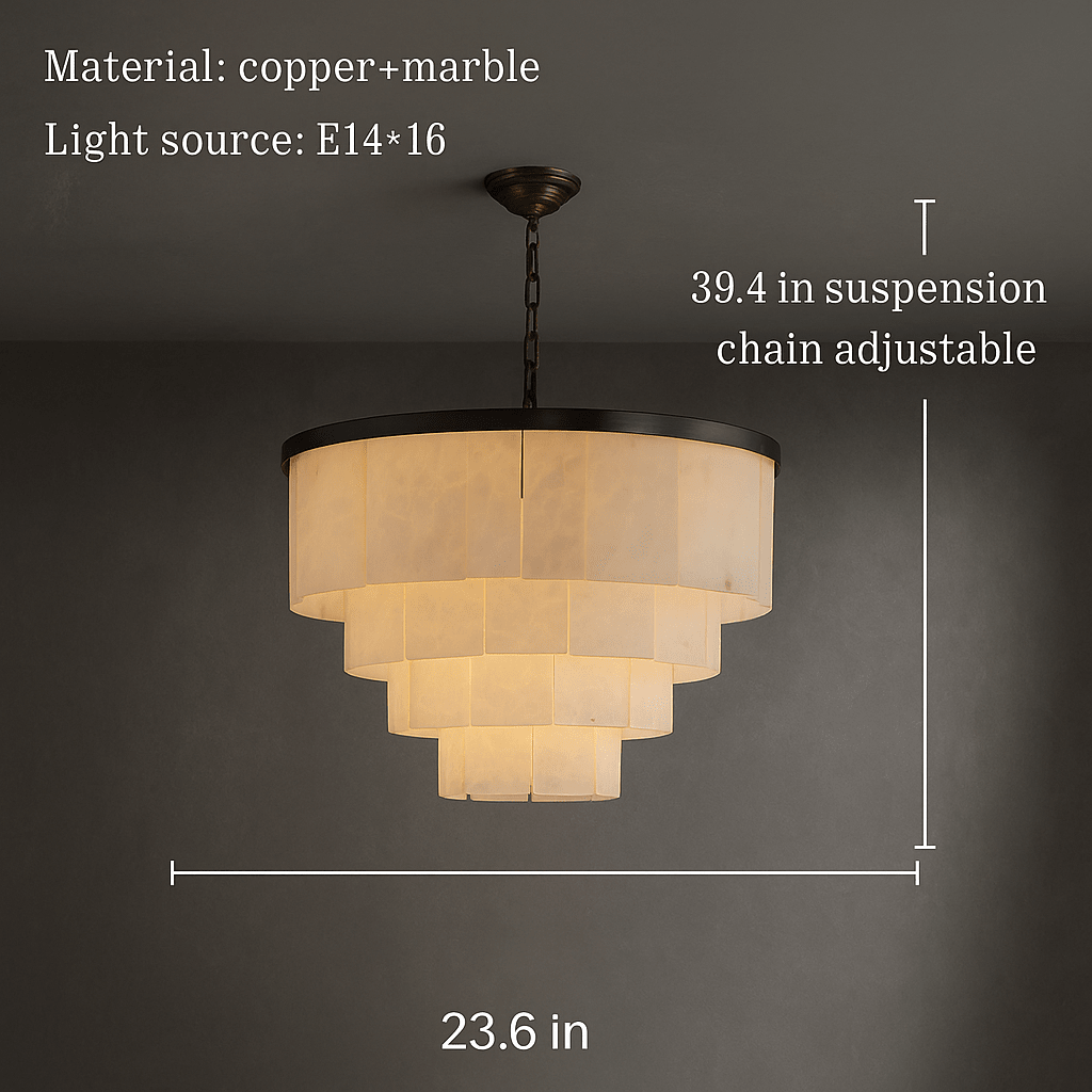 Aurora Marble Tiered Chandelier - lampmodern