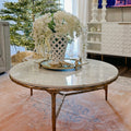 Thaddeus Forged Iron Marble Round Coffee Table 3 Table Legs 35