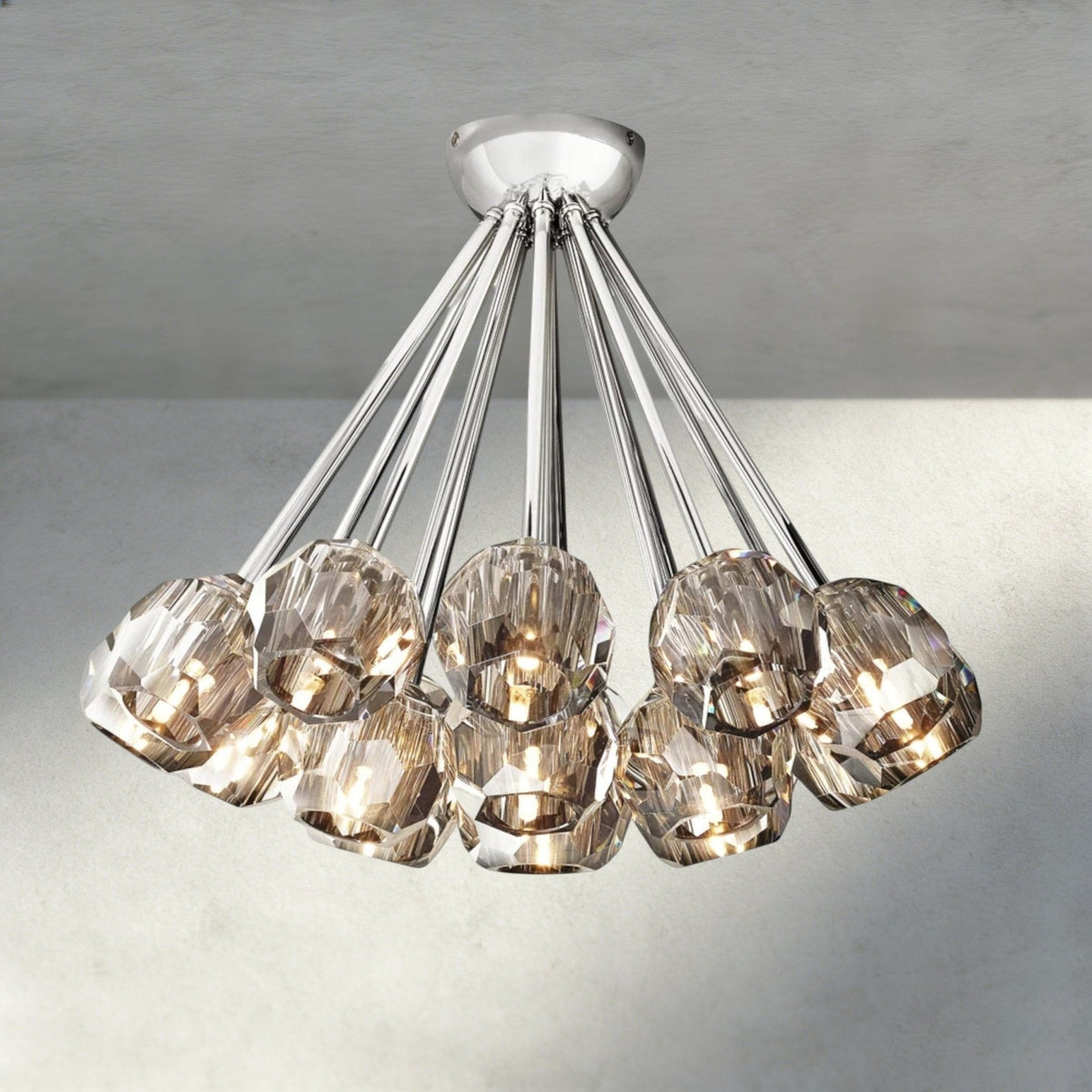 Beula De Clear/ Smoke Cristal Flushmount 24" - lampmodern