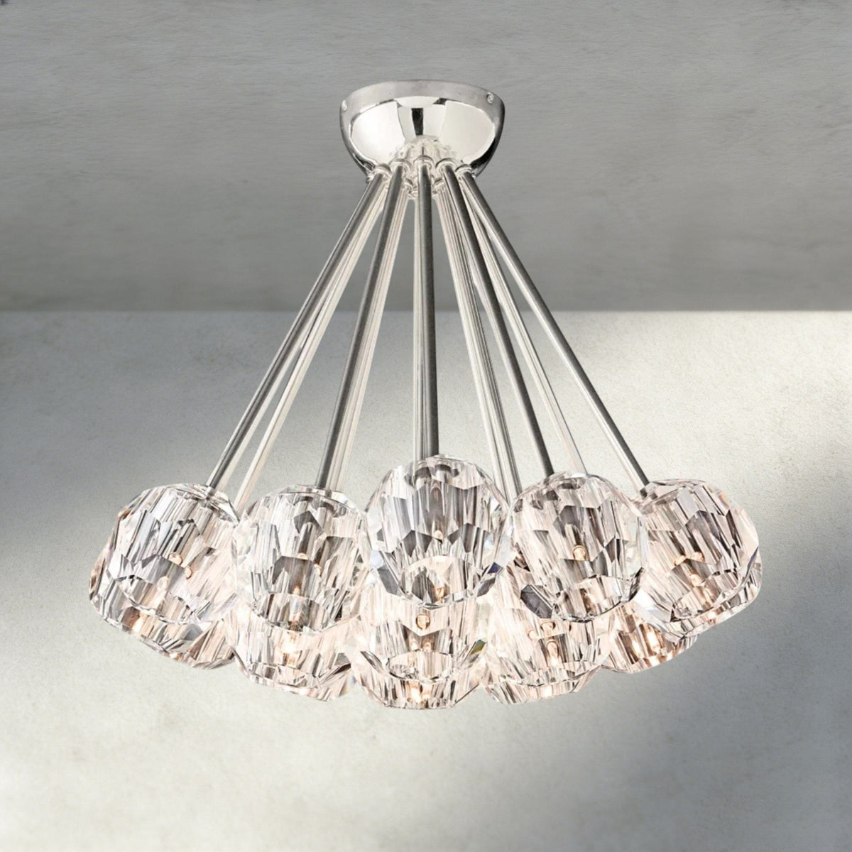 Beula De Clear/ Smoke Cristal Flushmount 24" - lampmodern