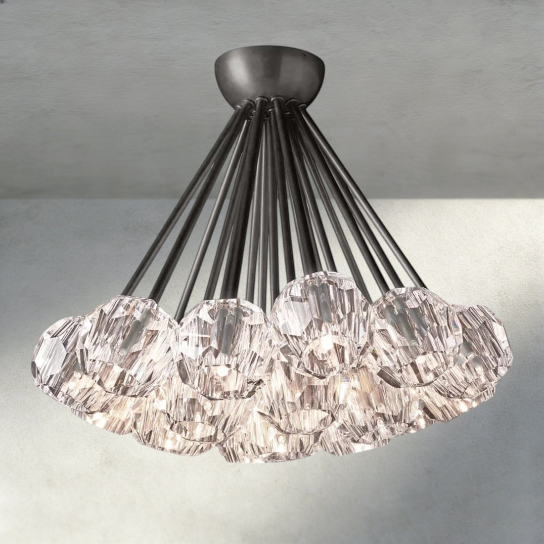 Beula De Clear/ Smoke Cristal Flushmount 24" - lampmodern