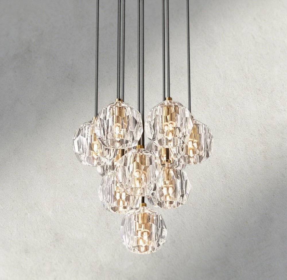 Beula De Cristal Clear/ Smoke Glass Round Cluster Chandelier 14", 19", 24", 30", 40" - lampmodern