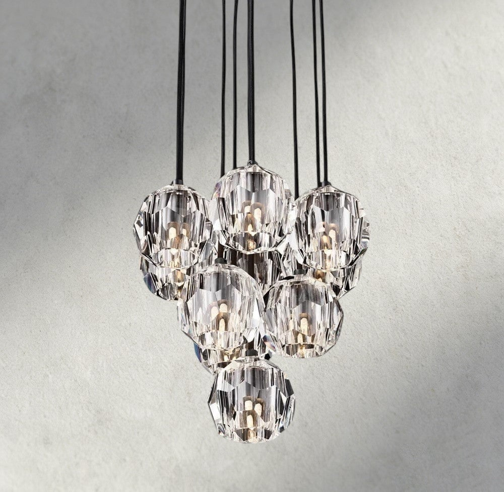 Beula De Cristal Clear/ Smoke Glass Round Cluster Chandelier 14", 19", 24", 30", 40" - lampmodern