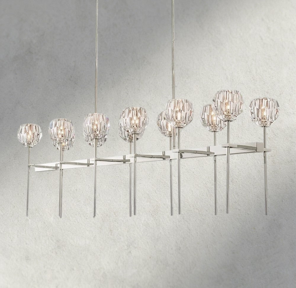 Beula De Cristal Double Linear Chandelier 60" - lampmodern