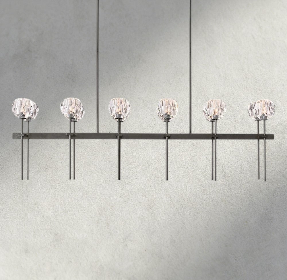 Beula De Cristal Double Linear Chandelier 60" - lampmodern