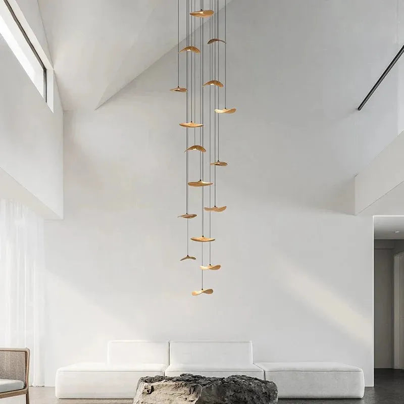 Bidi Multi Light Pendant Chandelier - Light WoodRound 16 Lightlampmodern