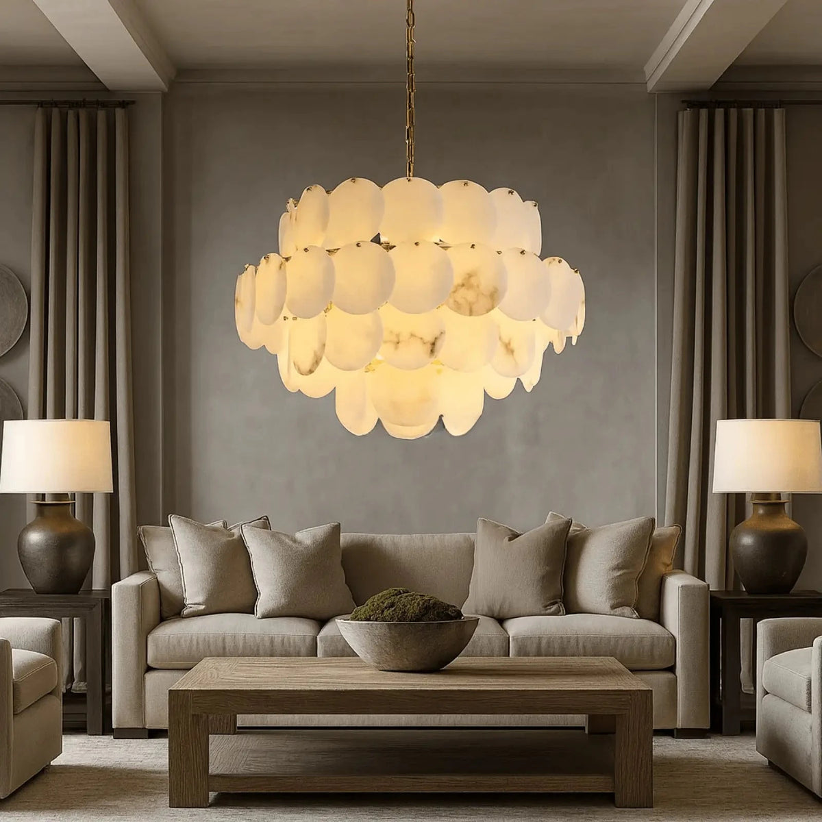 Bordwell Marble Chandelier 31" - lampmodern