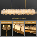 57.8 in. 1-Light Dimmable Integrated LED Brass Alabaster Chandelier, Luxury Large Marble Kitchen Island Chandelier