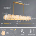 57.8 in. 1-Light Dimmable Integrated LED Brass Alabaster Chandelier, Luxury Large Marble Kitchen Island Chandelier