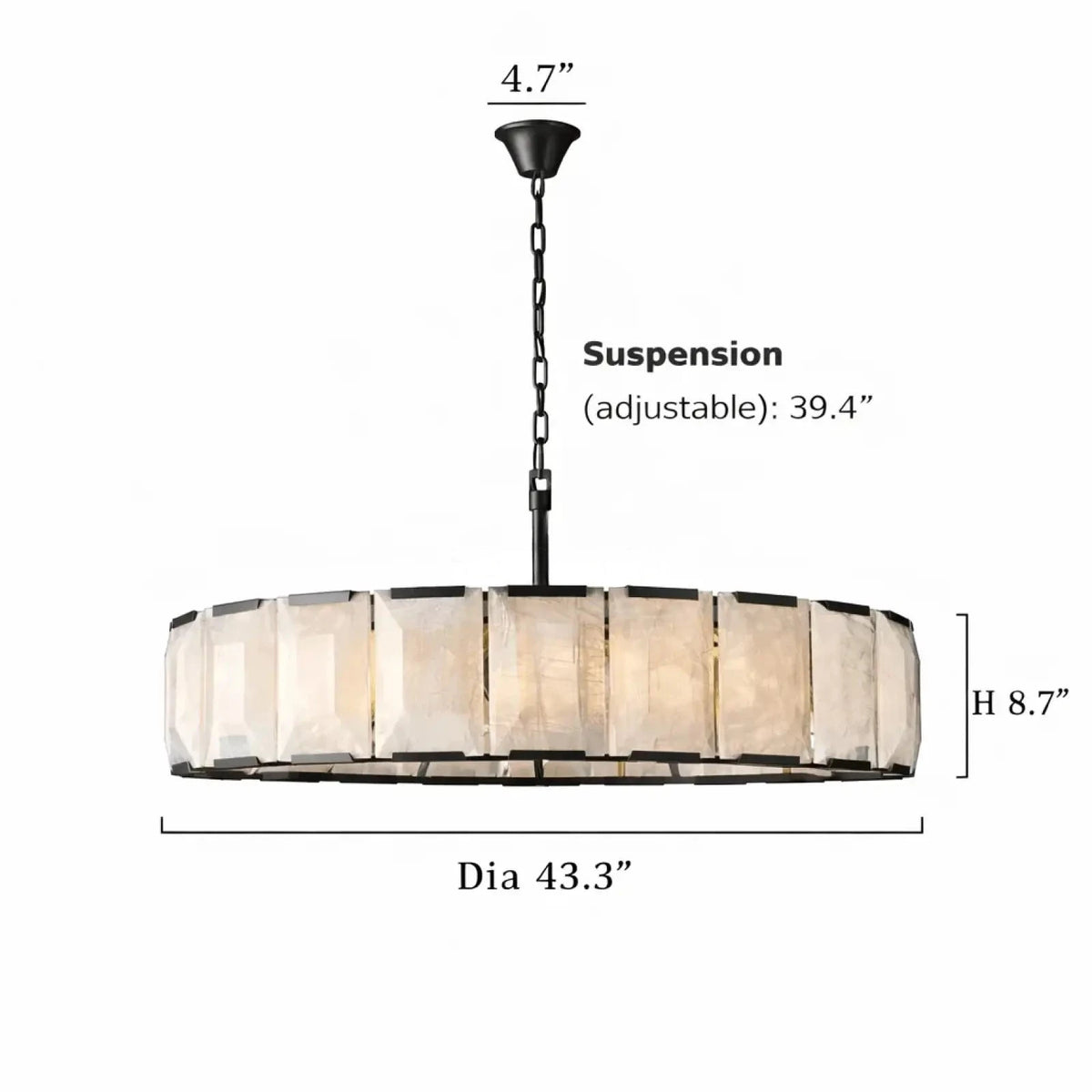 Brookhill Alabaster Round Chandelier 43’’ - Chandelier