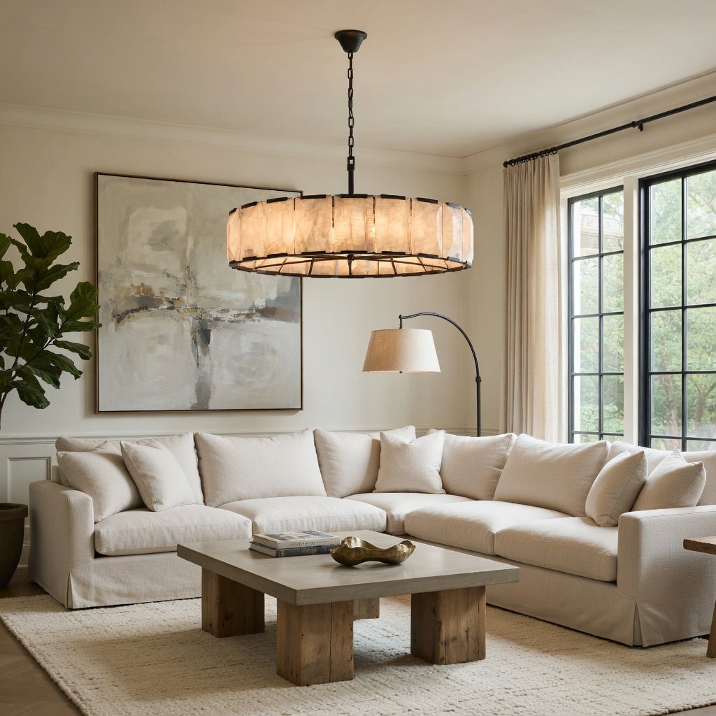 Brookhill Calcite Round Chandelier 43" - lampmodern