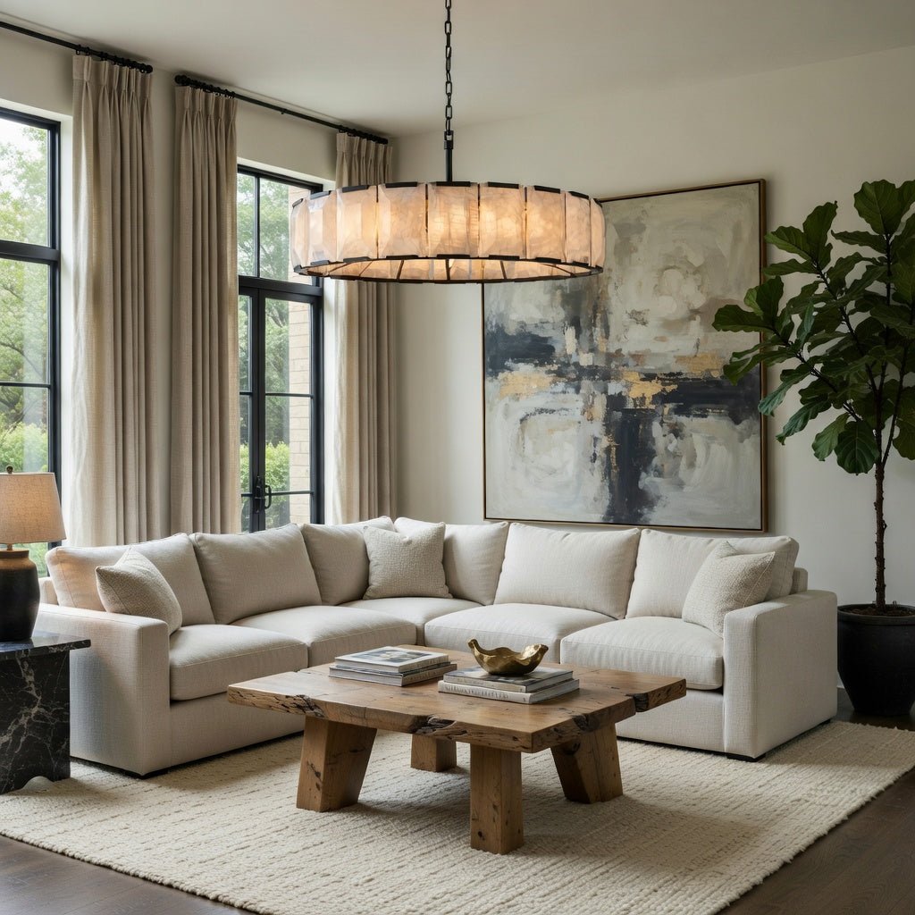 Brookhill Calcite Round Chandelier 43" - lampmodern