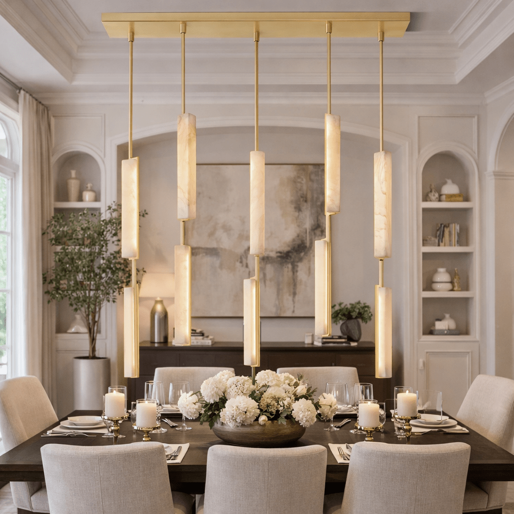 Budubon Alabaster Linear Chandelier - lampmodern
