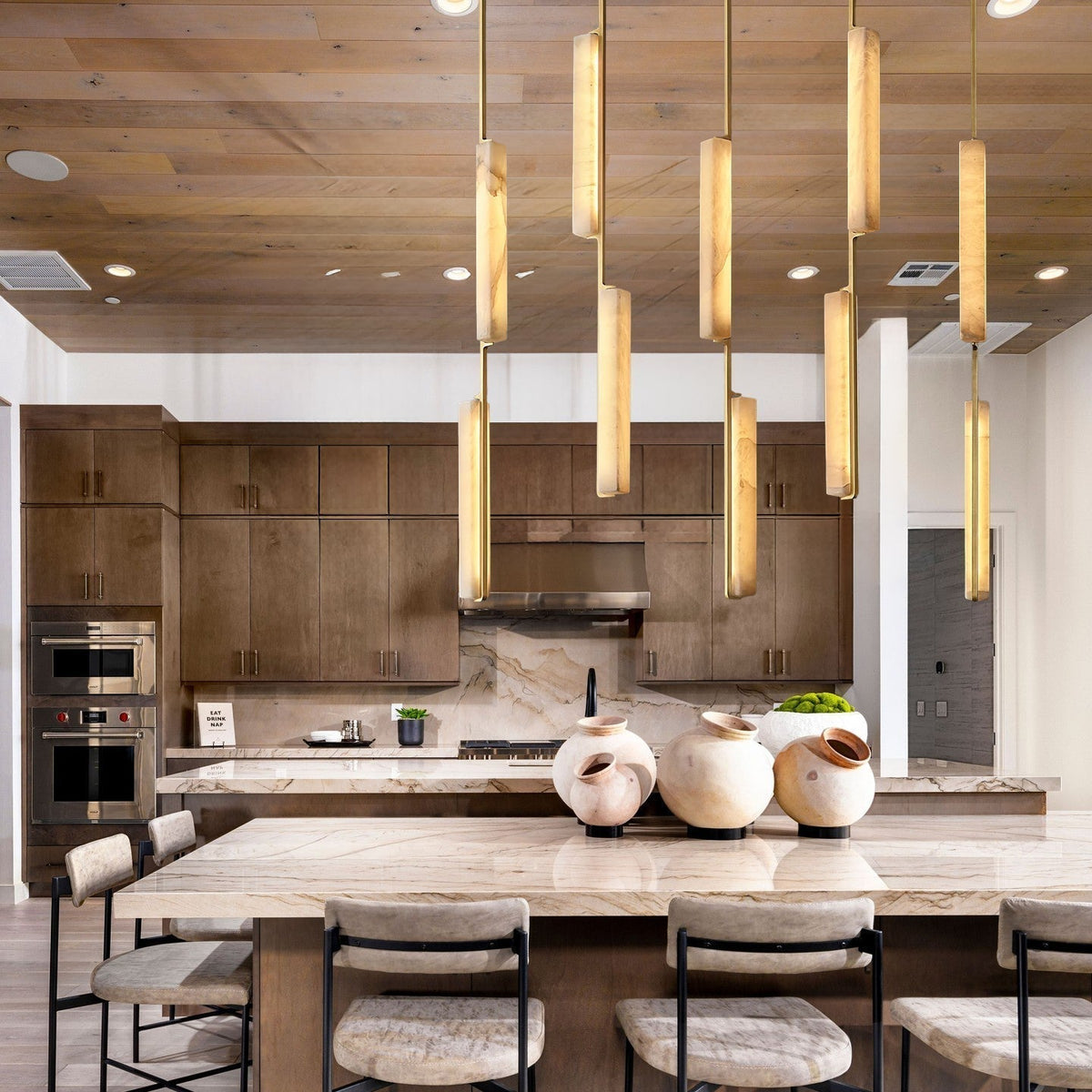 Budubon Alabaster Linear Chandelier - lampmodern