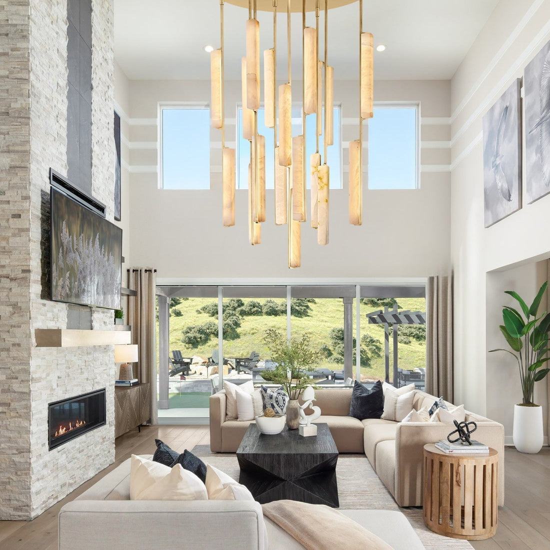 Budubon Alabaster Round Chandelier - lampmodern