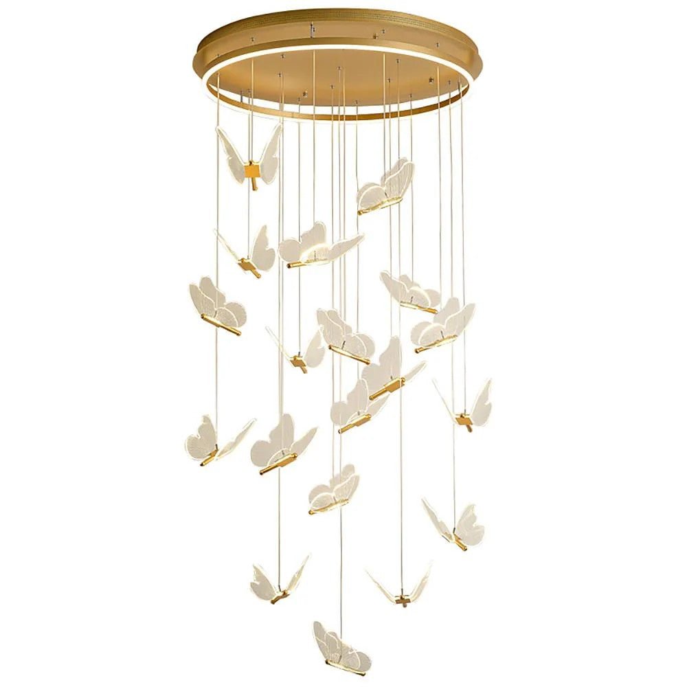 Butterfly Chandelierv Modern Metal Disk Acrylic Ceiling Light - lampmodern