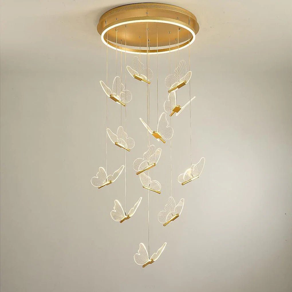 Butterfly Chandelierv Modern Metal Disk Acrylic Ceiling Light - lampmodern