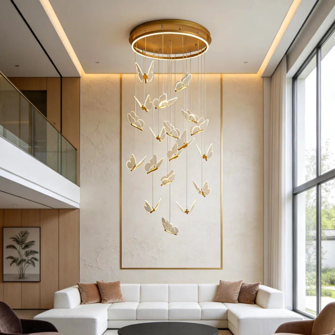 Butterfly Chandelierv Modern Metal Disk Acrylic Ceiling Light - lampmodern