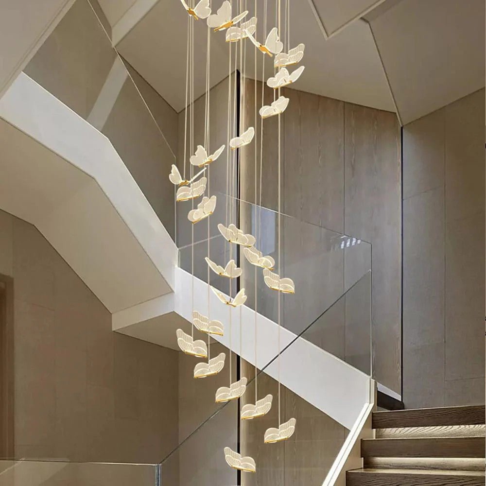 Butterfly Chandelierv Modern Metal Disk Acrylic Ceiling Light - lampmodern