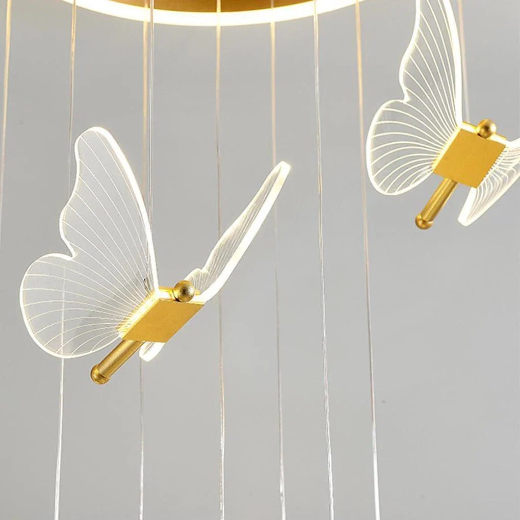 Butterfly Chandelierv Modern Metal Disk Acrylic Ceiling Light - lampmodern