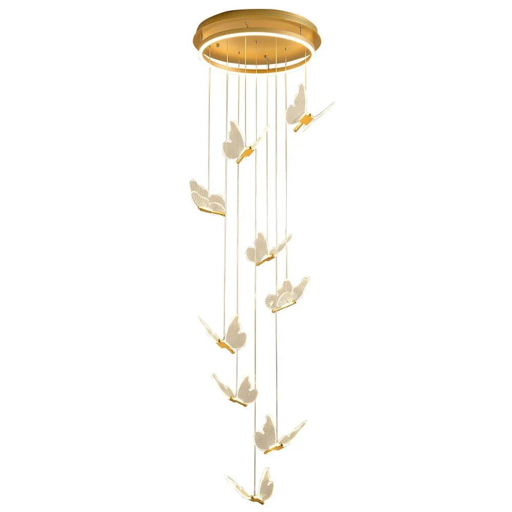 Butterfly Chandelierv Modern Metal Disk Acrylic Ceiling Light - lampmodern
