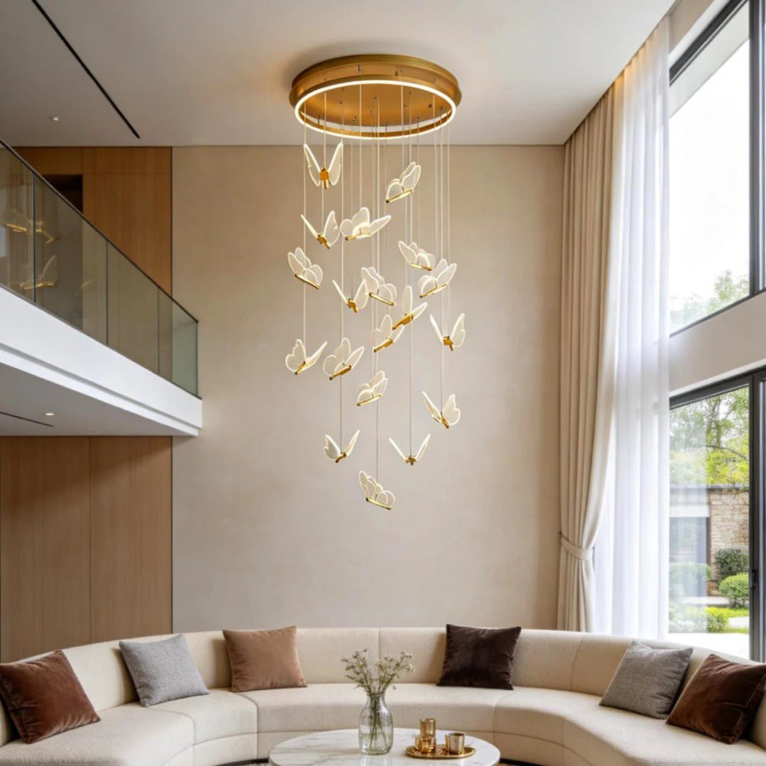 Butterfly Chandelierv Modern Metal Disk Acrylic Ceiling Light - lampmodern
