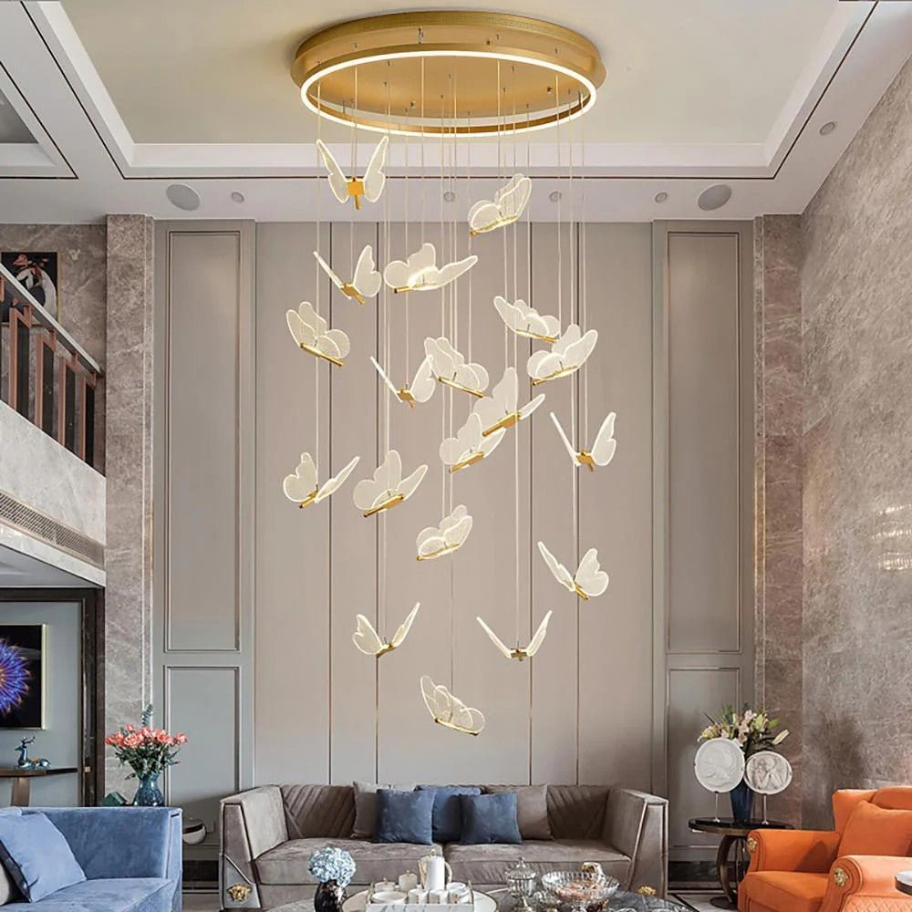 Butterfly Chandelierv Modern Metal Disk Acrylic Ceiling Light - lampmodern