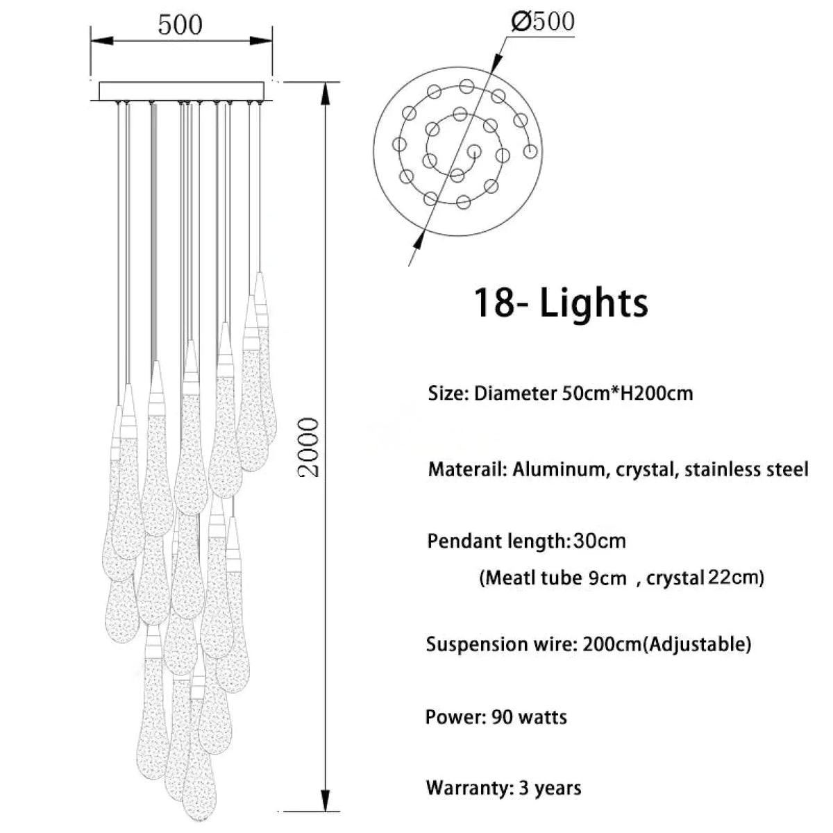 Cadere Modern Staircase Chandelier - lampmodern