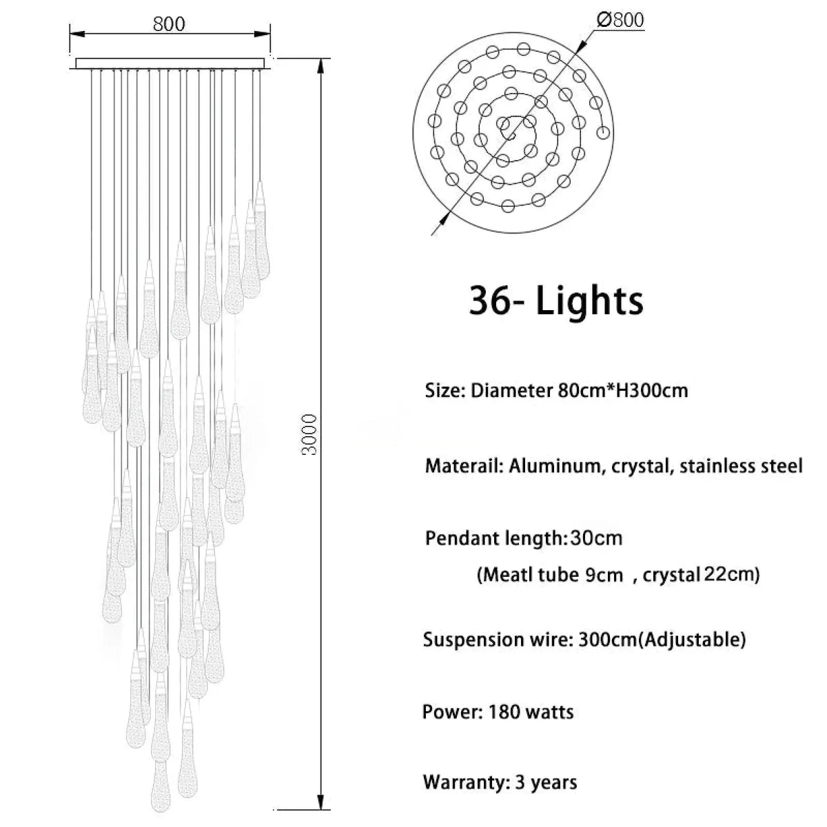 Cadere Modern Staircase Chandelier - lampmodern