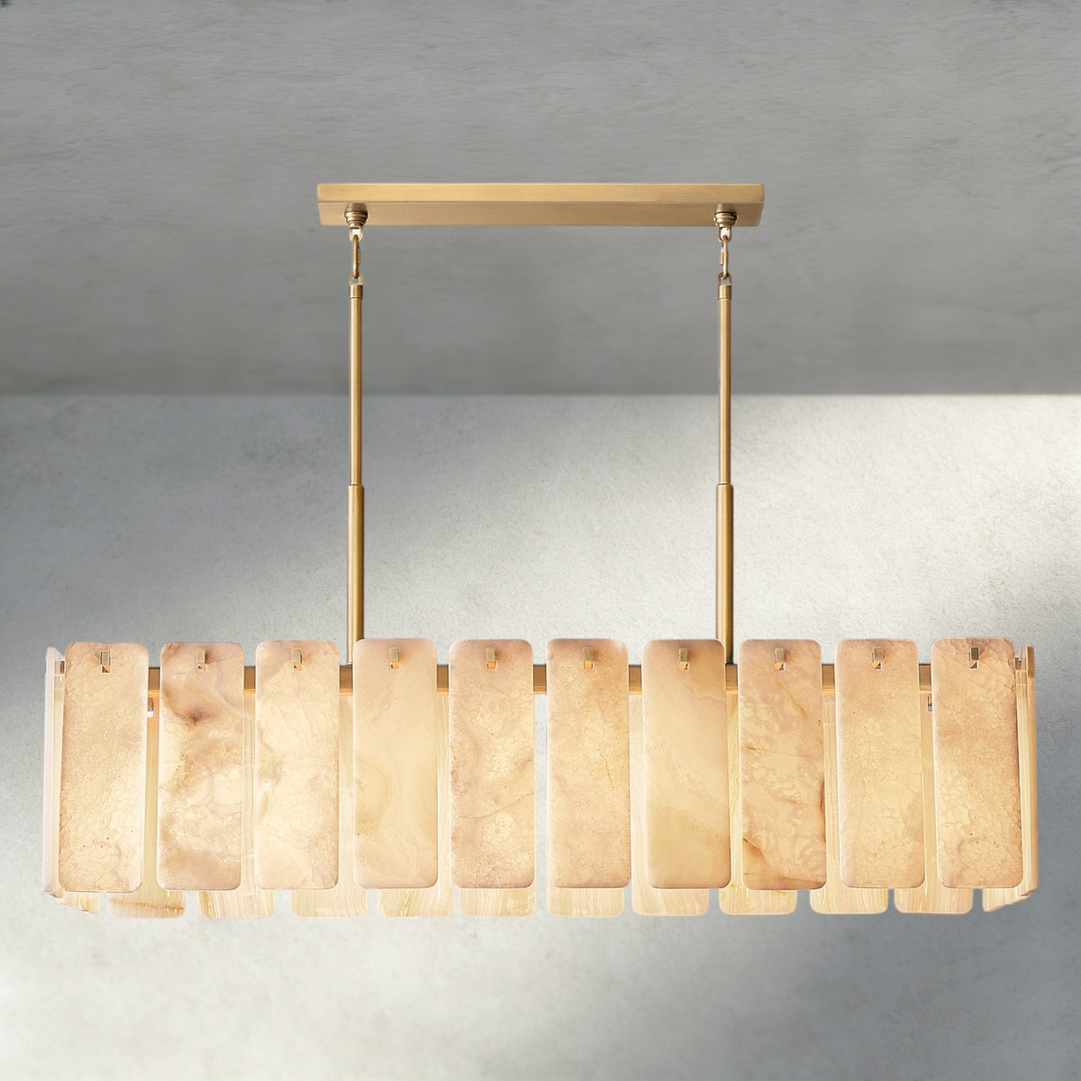 Calam Onyx Rectangular Alabaster Chandelier 60", 74" - lampmodern
